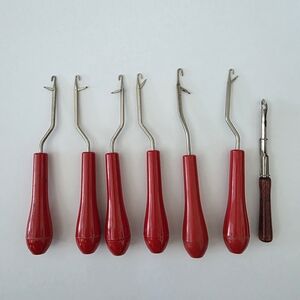 Set of Red Handle Latch Hook Tools